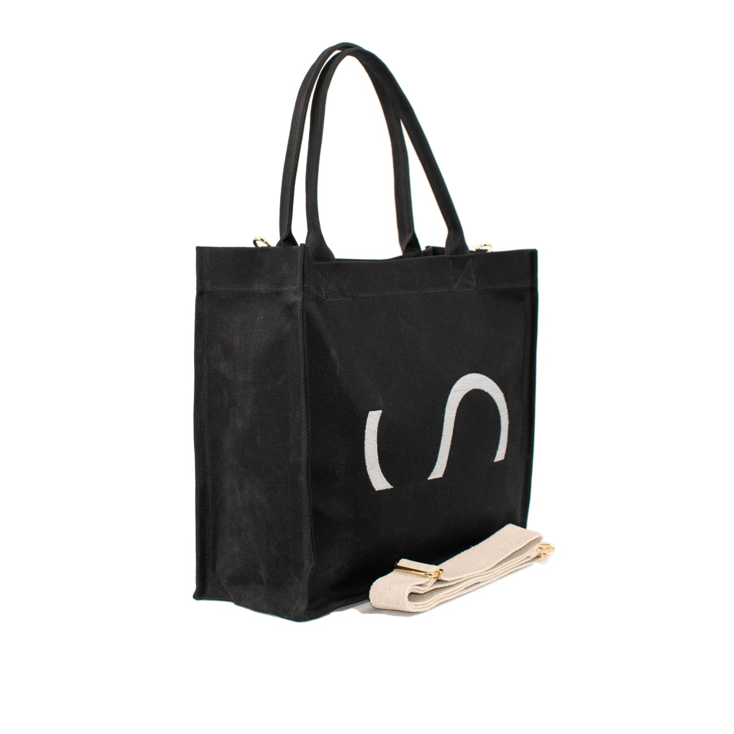 HCANSS BLACK WAXED CANVAS LARGE TOTE BAG