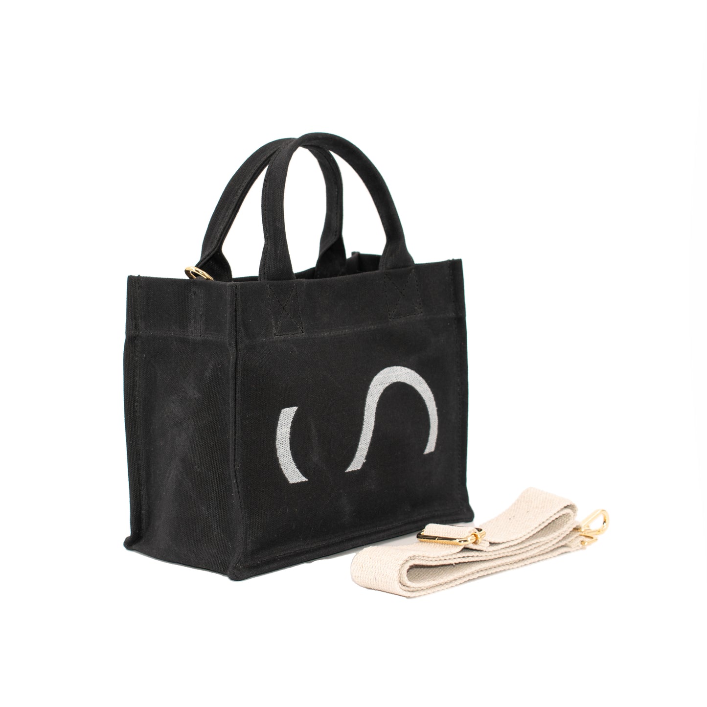 HCANSS WAXED CANVAS BLACK MINI TOTE BAG