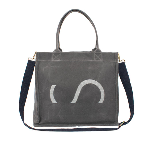 HCANSS WAXED CANVAS GREY LARGE TOTE BAG
